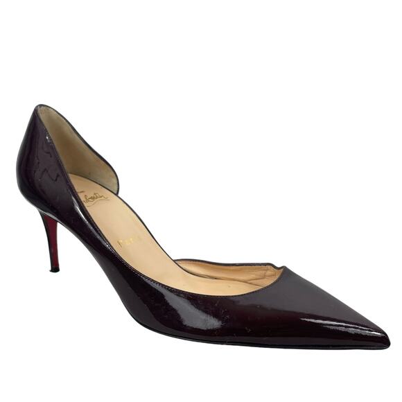 Christian Louboutin Iriza 70mm Half d'Orsay Pumps Dark Red Size 38.5 - Picture 1 of 13